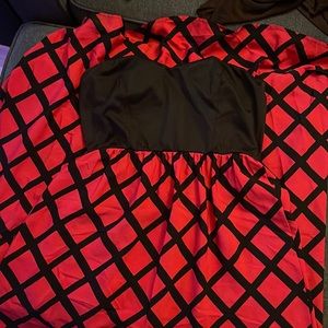 Strapless black and red maxi dress